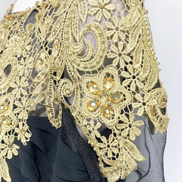 NWT Lara Designs Black & Gold Cocktail Dress 20 - Picture 7 of 13